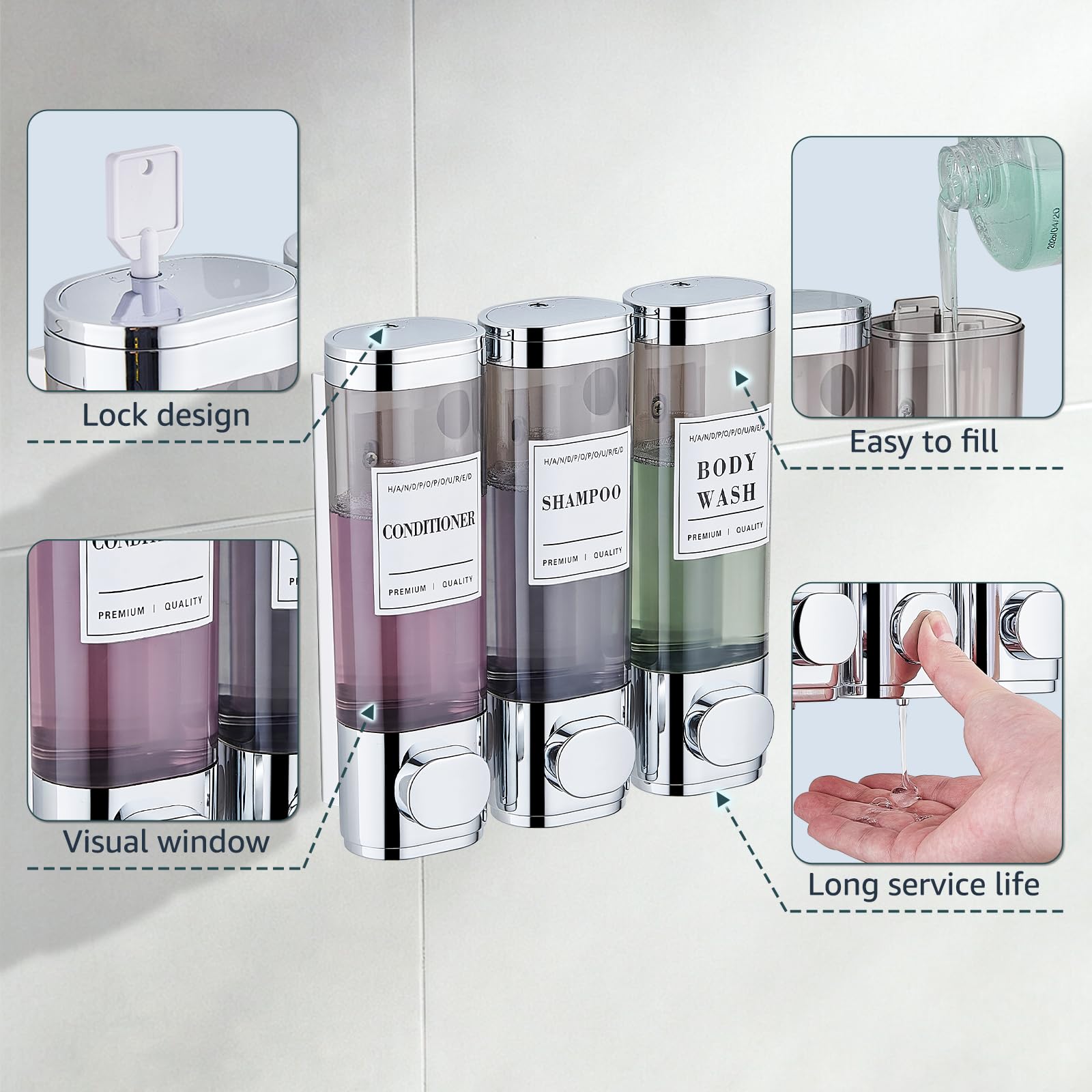 Shampoo and Conditioner Dispenser