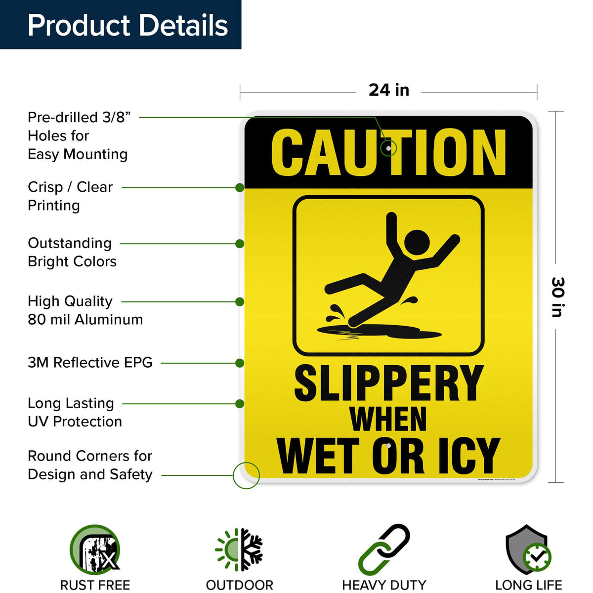 Caution Slippery When Wet Sign or ICY Sign