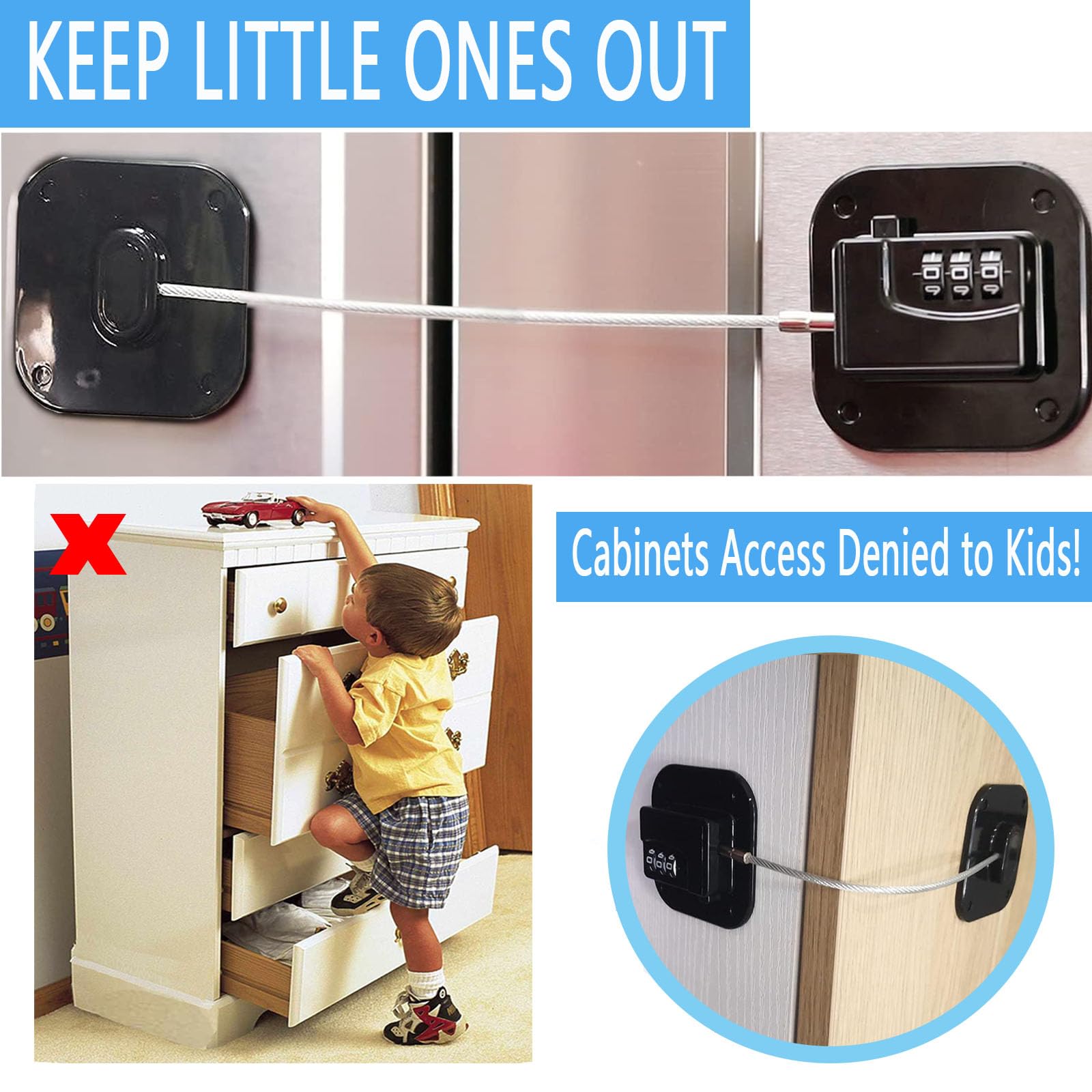 Upgraded Refrigerator Door Lock with Combination for Adults (2 Count)