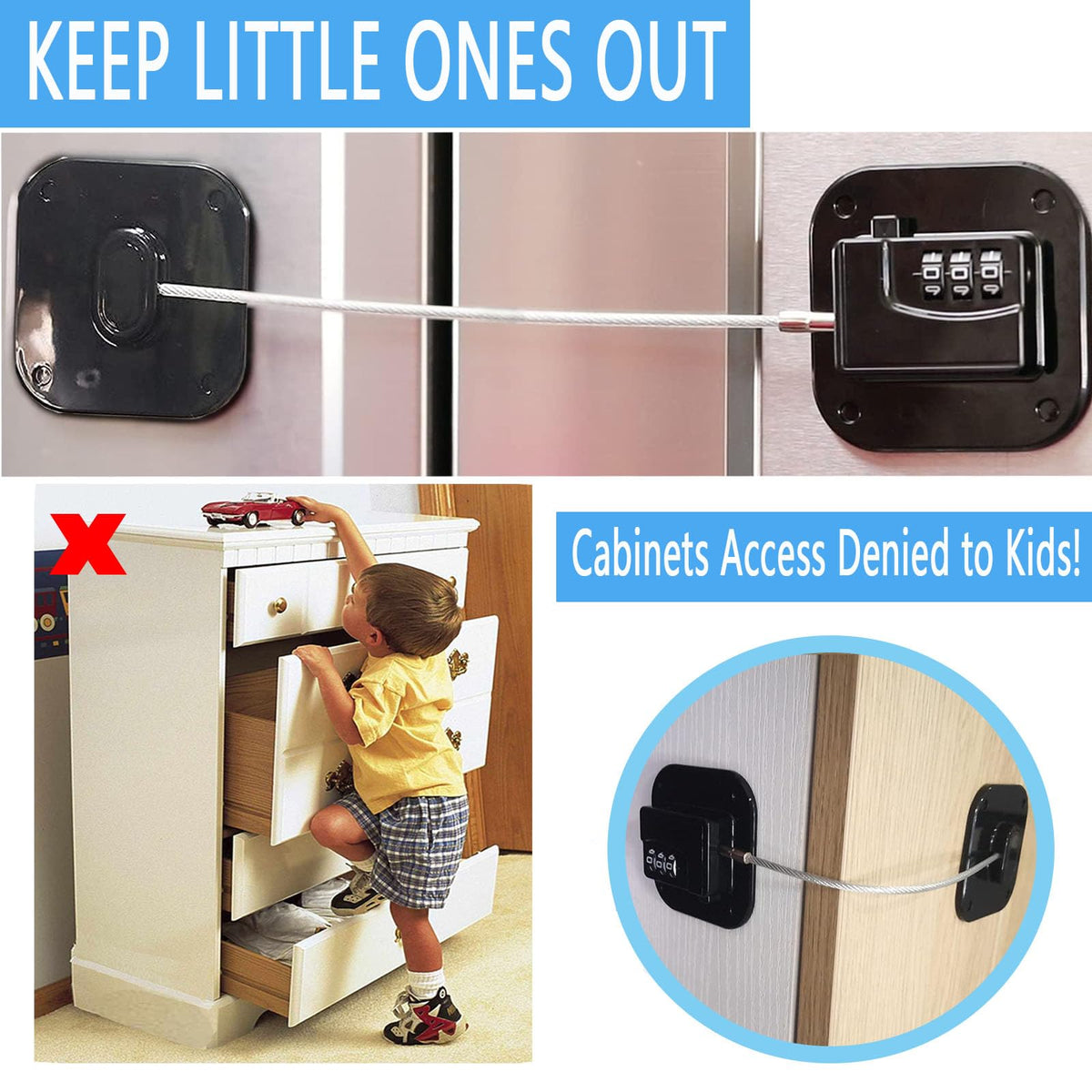 Upgraded Refrigerator Door Lock with Combination for Adults (2 Count)