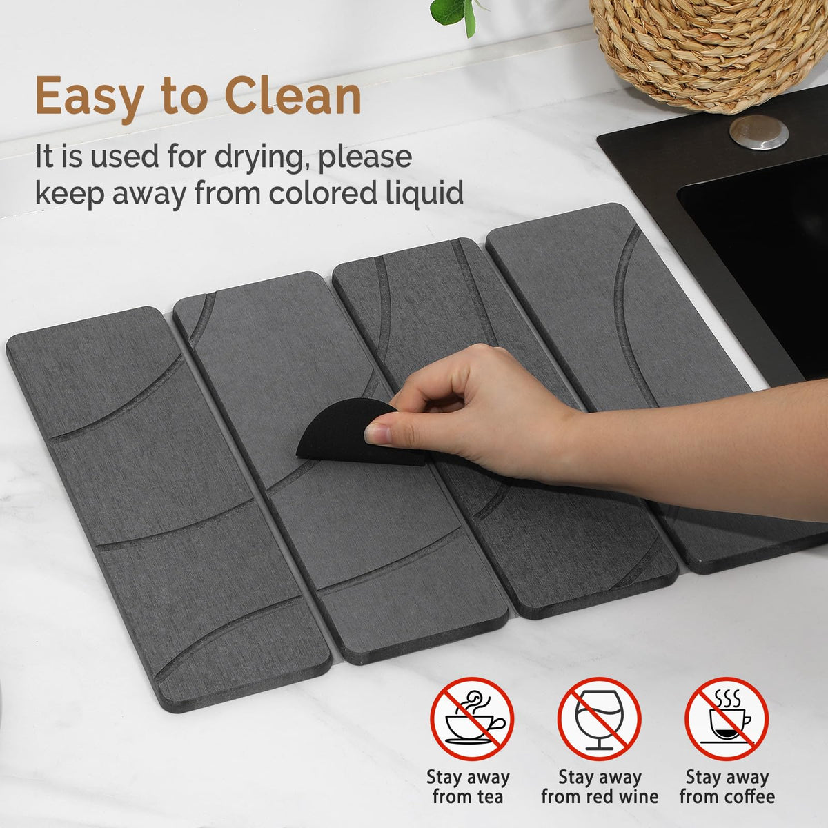 Small Stone Dish Drying Mat for Kitchen Counter (2 Count)