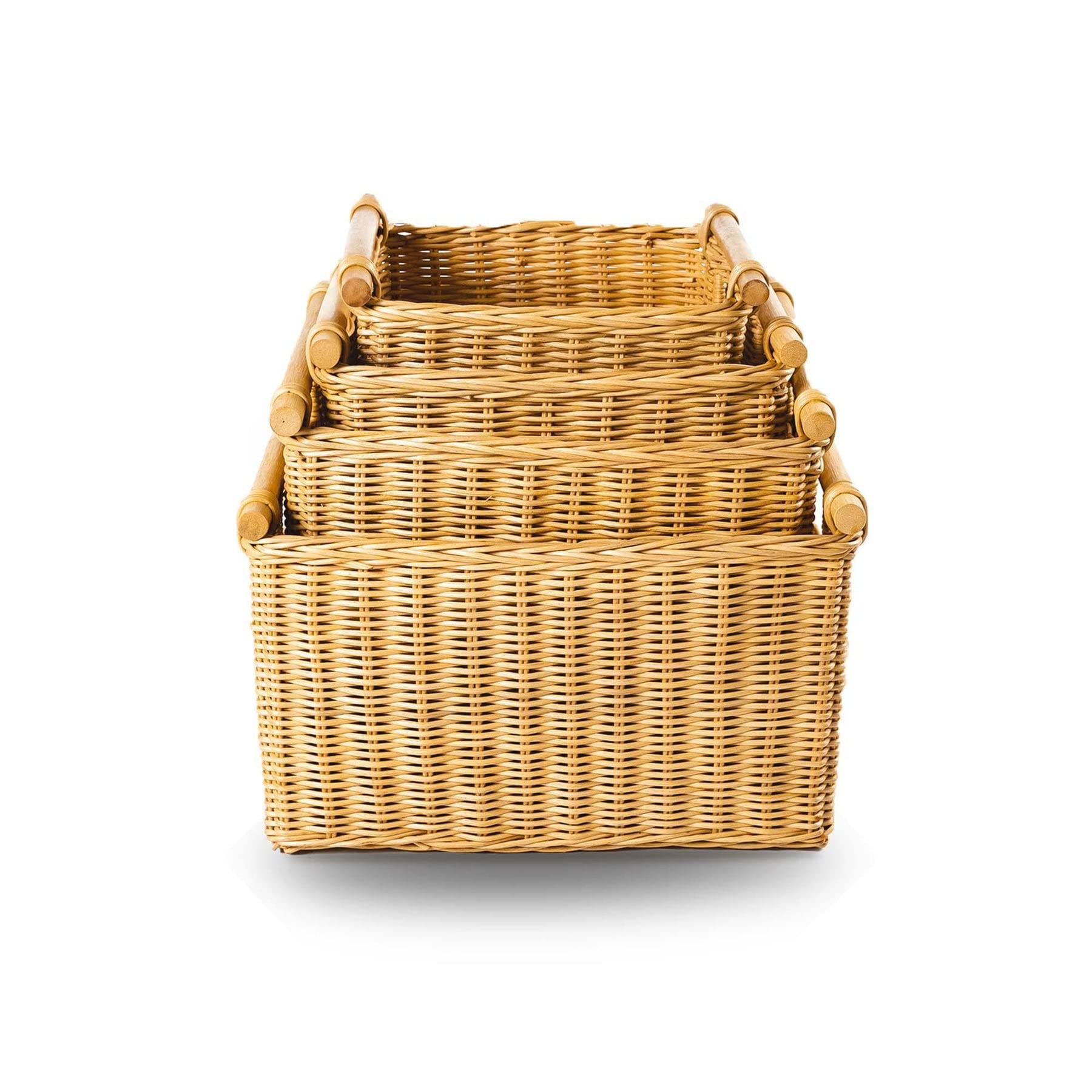 Deep Pole Handle Wicker Storage Basket