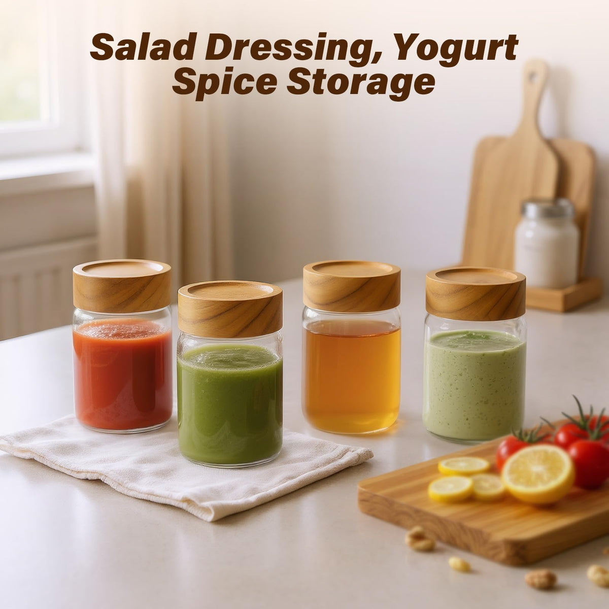 6 Pack 8 fl oz Stackable Airtight Glass Jars (6 Count)