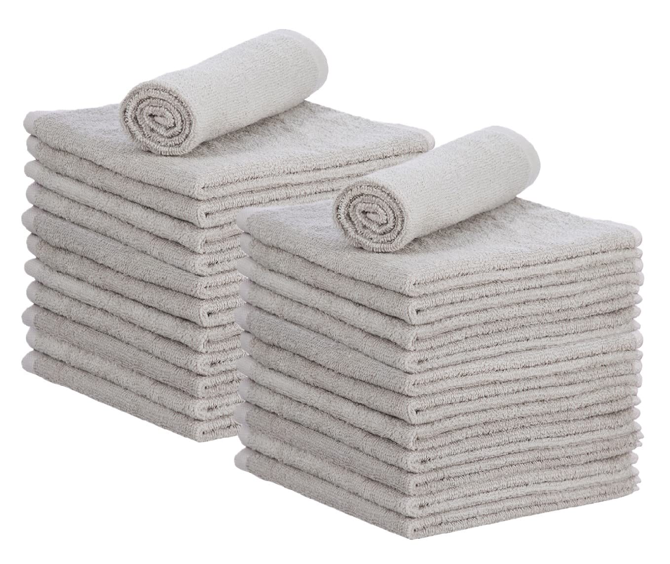Cotton Terry Washcloths Grey Towels 100% Cotton Cleaning Cloth 16" Rags Wash Clothes for Body and Face (24 Count) - ModHome Supplies