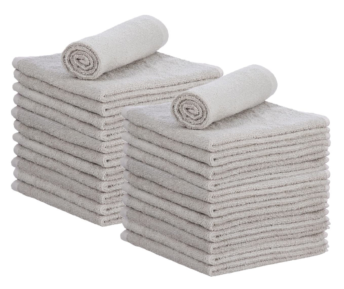Cotton Terry Washcloths Grey Towels 100% Cotton Cleaning Cloth Rags Wash Clothes for Body and Face (24 Count) - ModHome Supplies