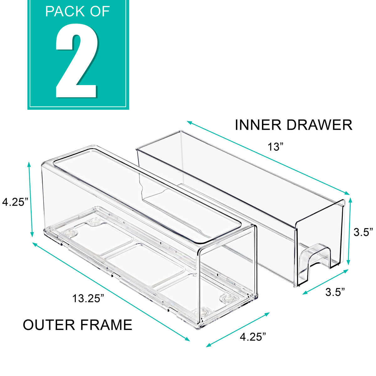 Small Clear Acrylic Storage Drawers (2 Count)