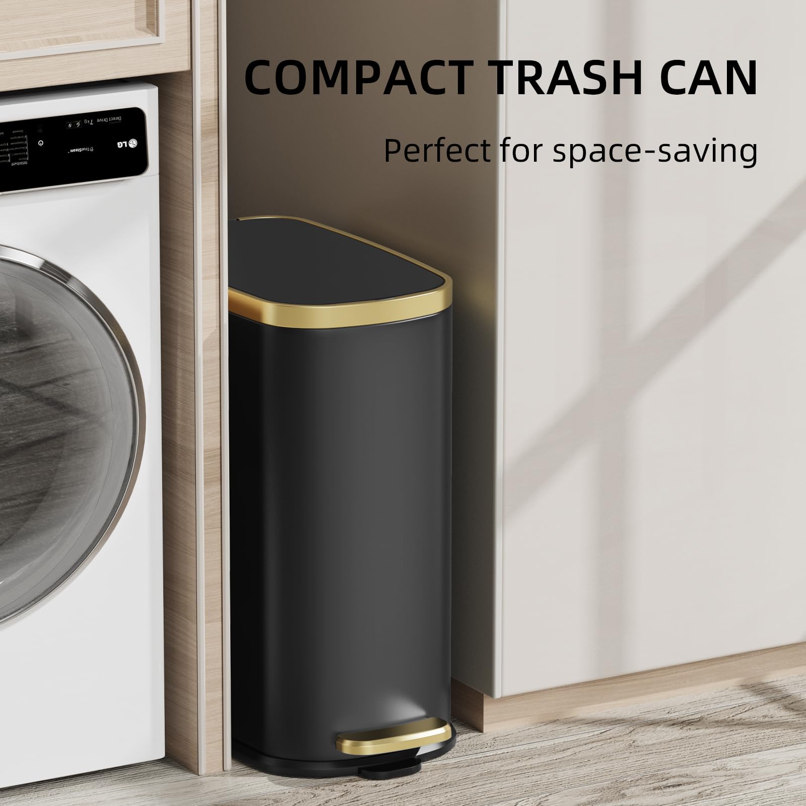 Small Bathroom Trash Can with Lid Soft Close (60 Count)