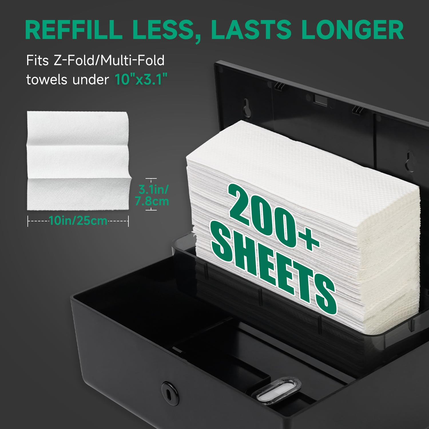 200 Sheet Paper Towel Dispenser Wall Mount (200 Count)