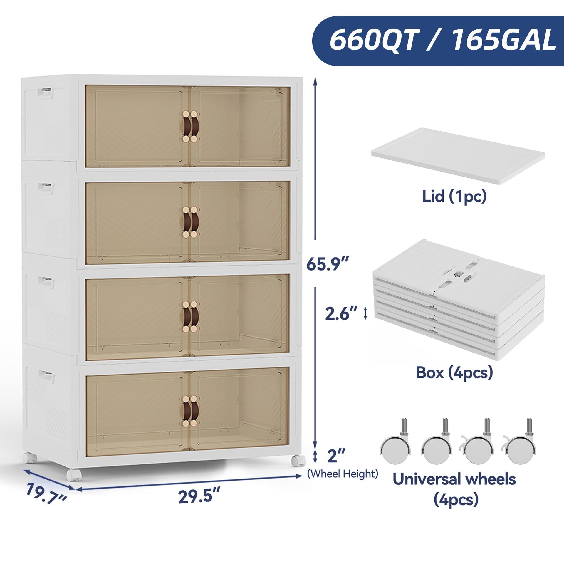 674QT 168Gal Stackable Storage Bins with a Lid (20 Count)