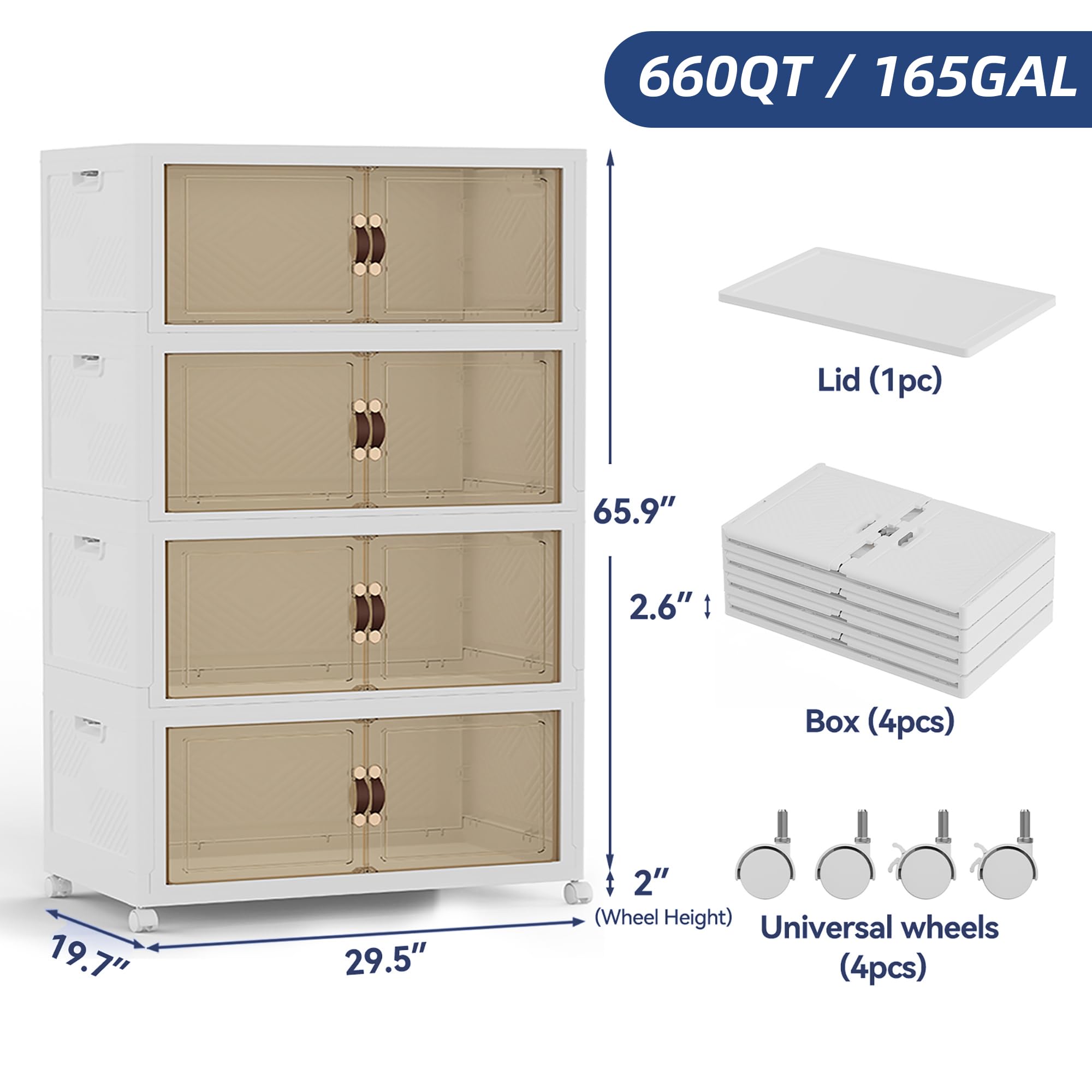 674QT 168Gal Stackable Storage Bins with a Lid (20 Count)