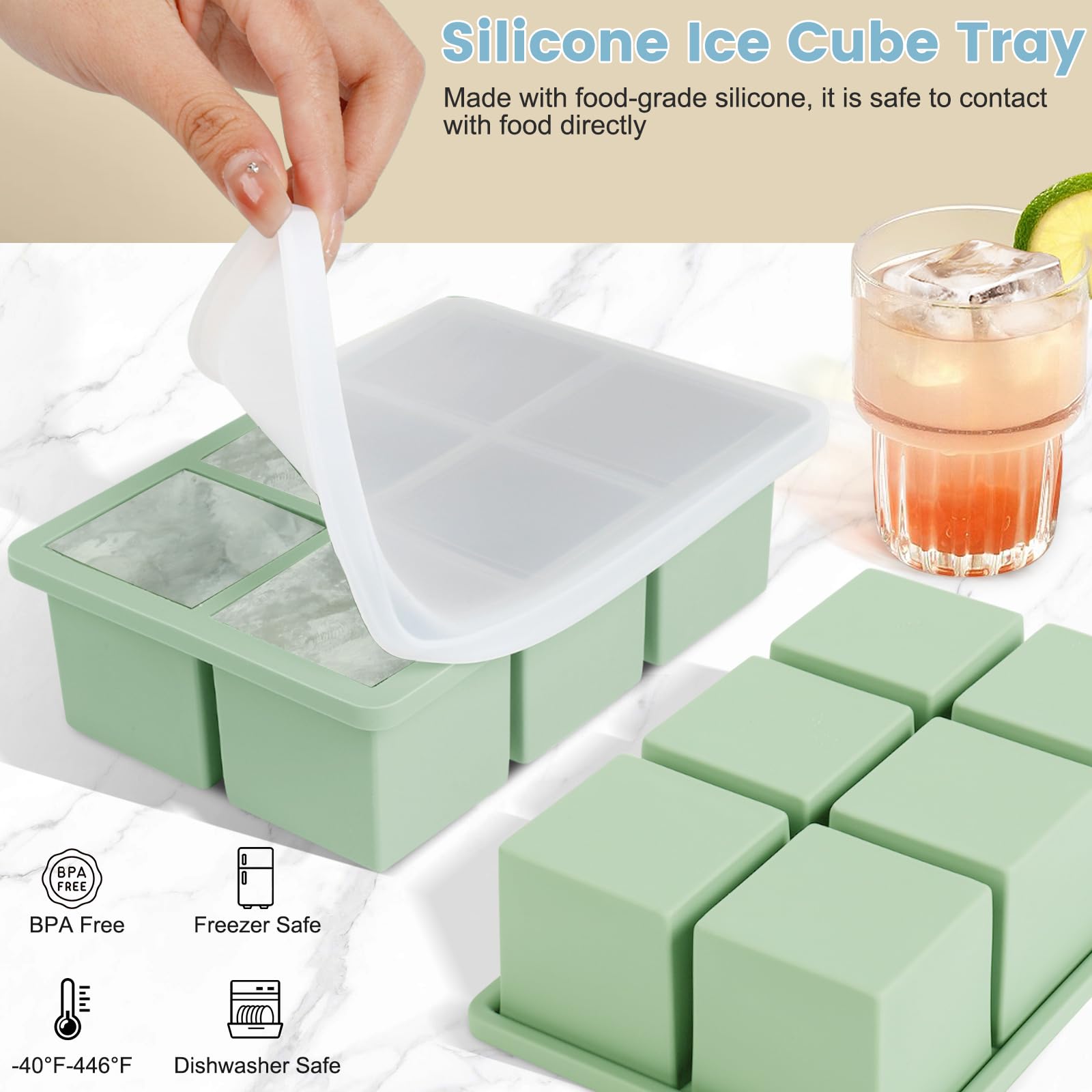 Large Silicone Ice Cube Tray 3Pack (3 Count)
