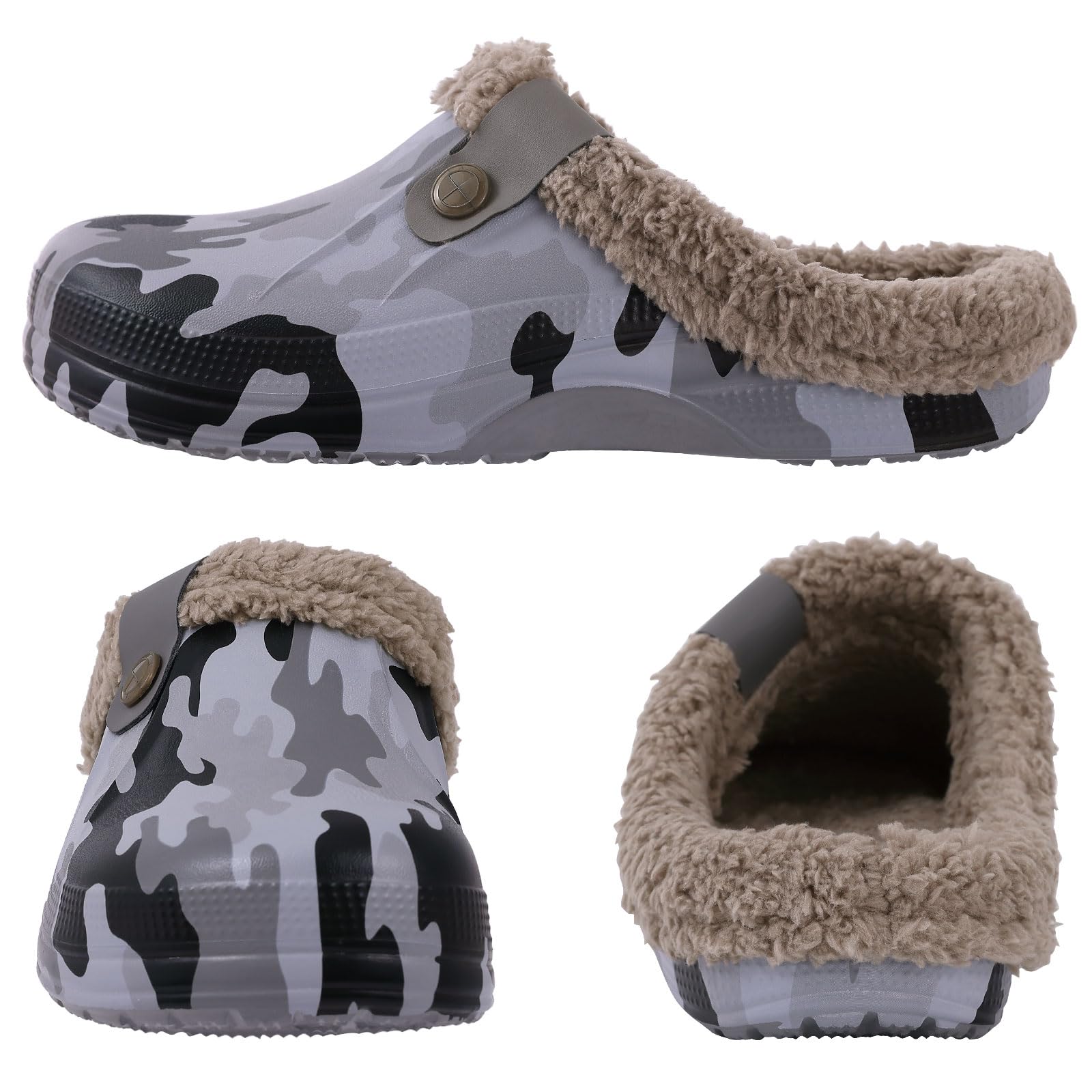 Fur Lined Clogs for Women & Men Fuzzy Slippers with Memory Foam