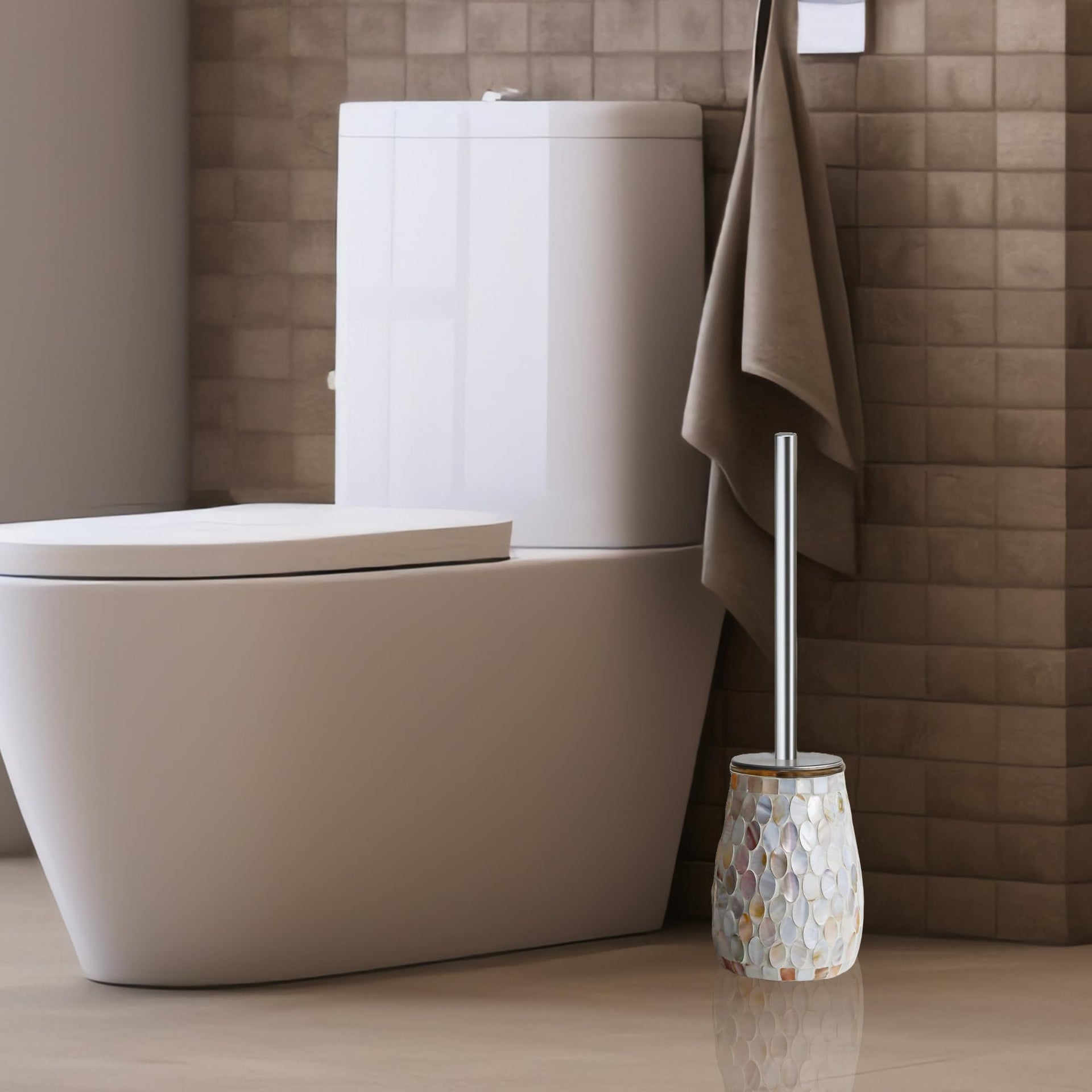 Natural Shell Toilet Brush and Holder Set
