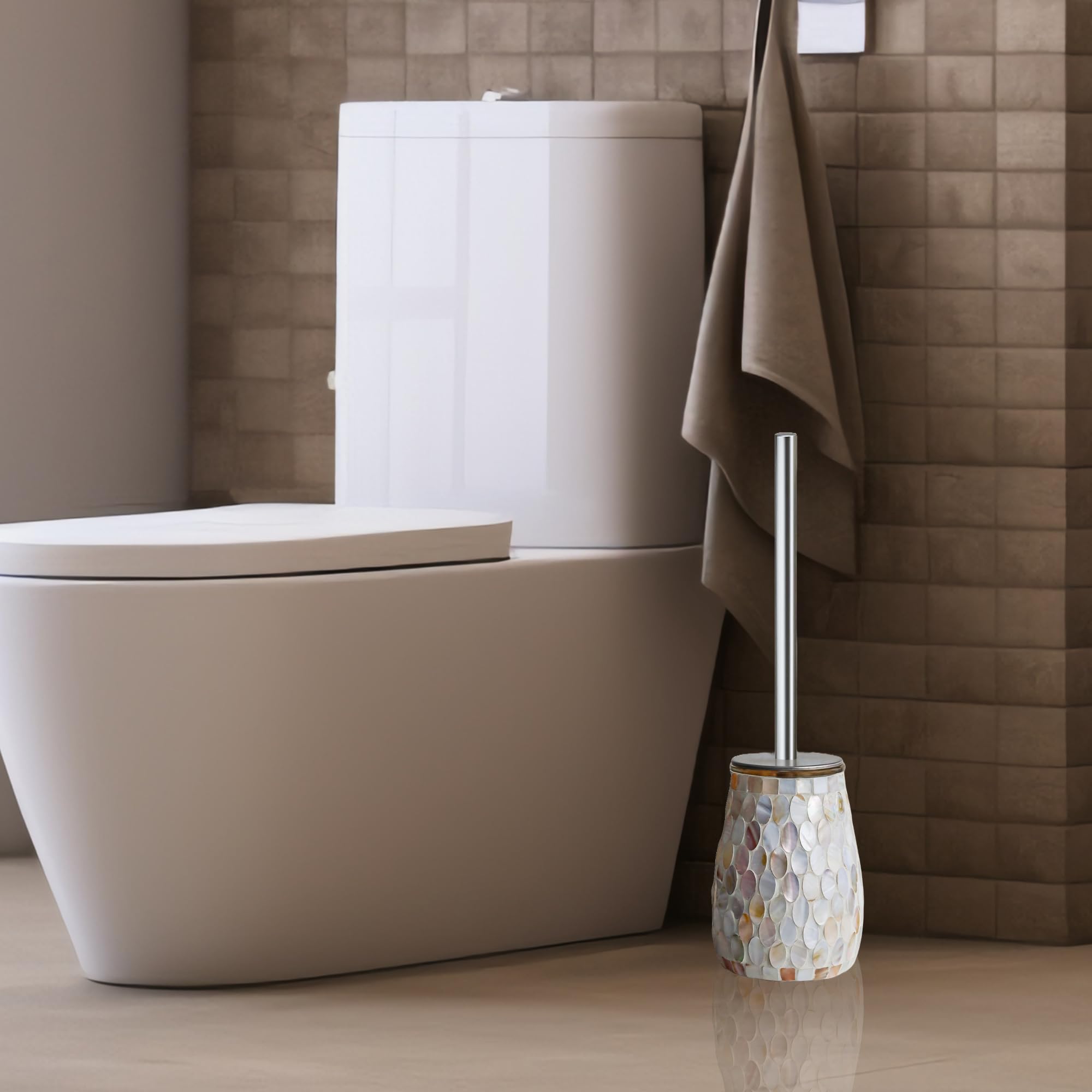 Natural Shell Toilet Brush and Holder Set