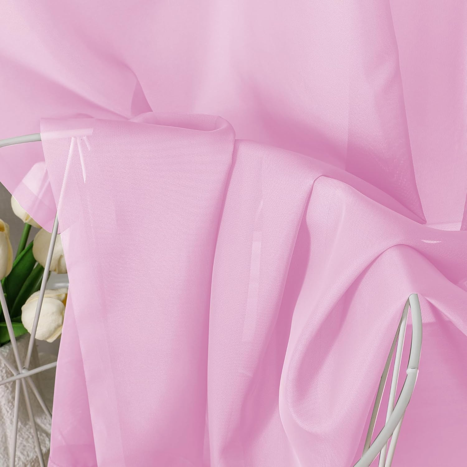 Pink Sheer Curtains 120 Inches Long (2 Count)