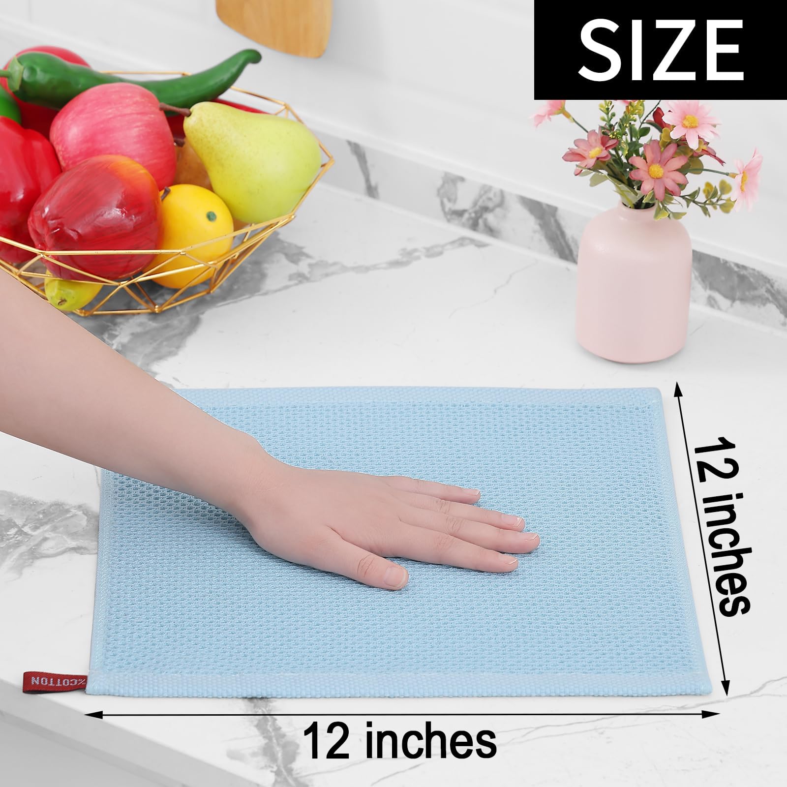100% Cotton Waffle Weave Kitchen Dish Cloths 12 (12 Count)