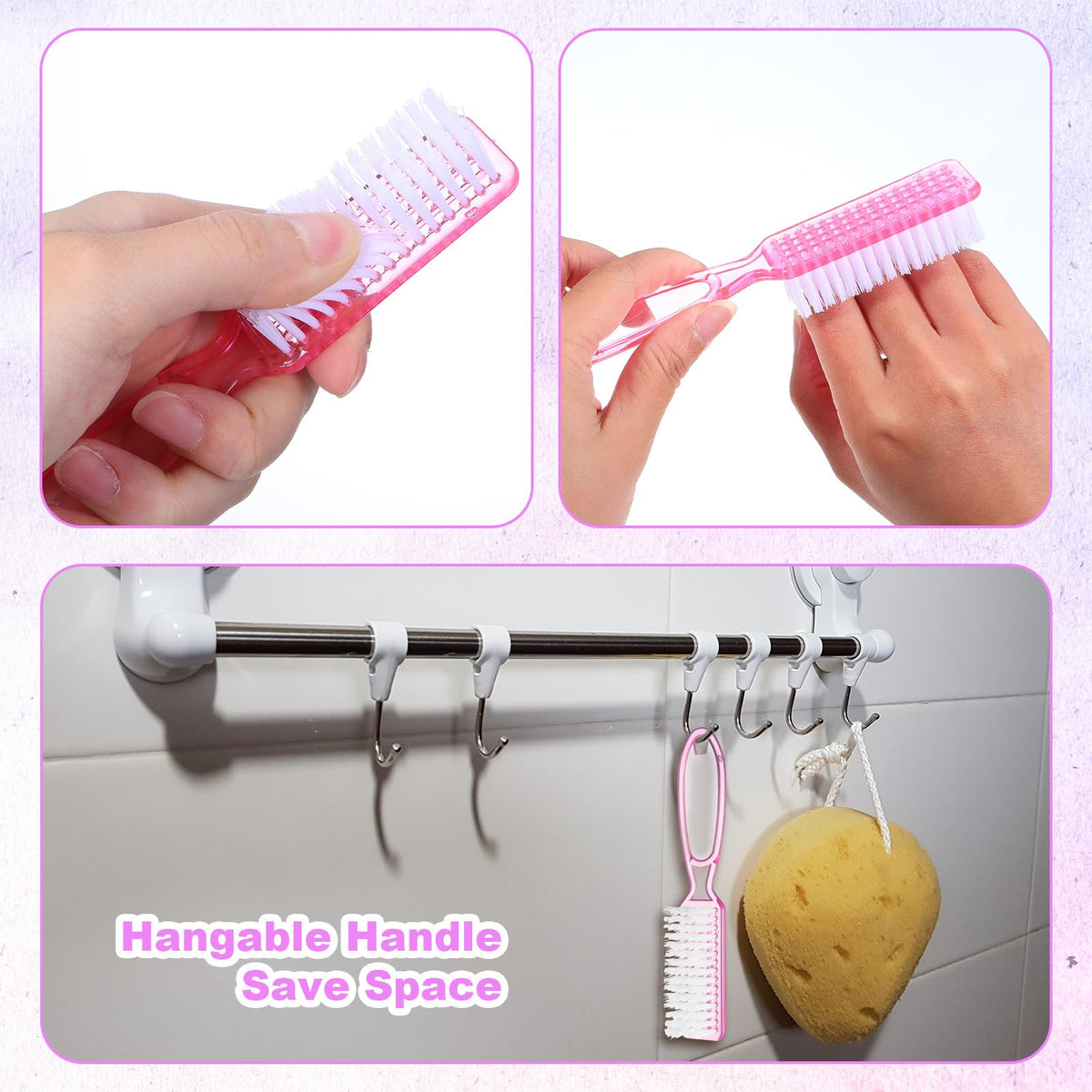 50 Pcs Handle Grip Nail Scrubber Brushes (50 Count)