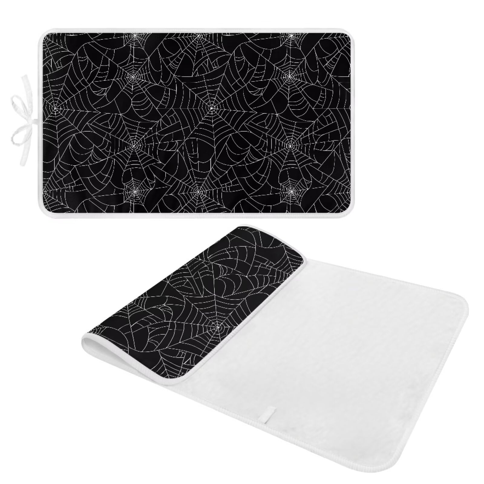 Spider Web Ironing Mat Black Heat Resistant Ironing Blanket Thick Portable Travel Ironing Pad for Table Top Washer and Dryer
