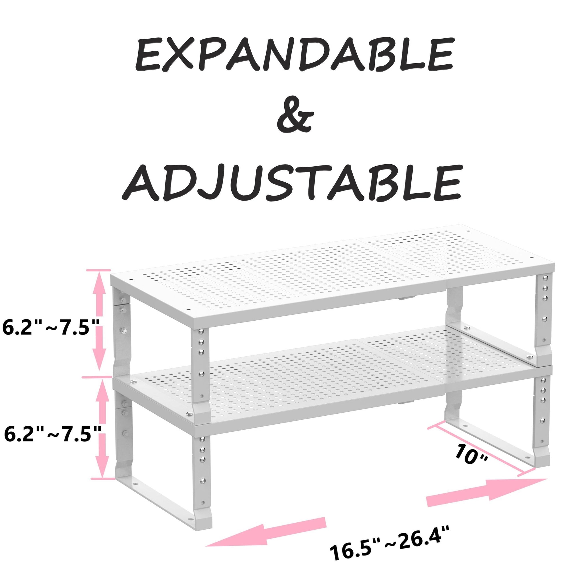 Metal Stackable Expandable Storage Shelf (2 Count)