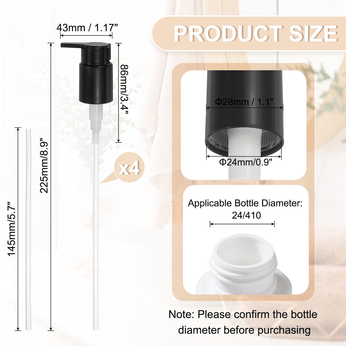 4 Pcs Soap Dispenser Pump Heads (4 Count)
