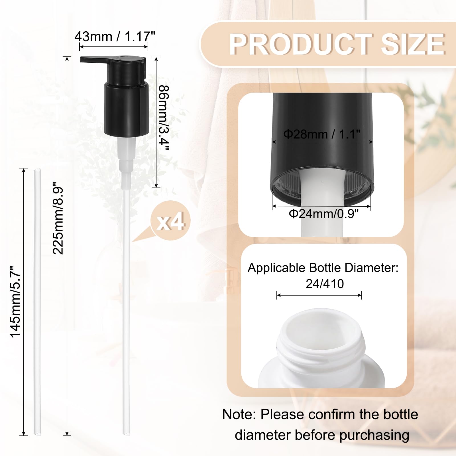 4 Pcs Soap Dispenser Pump Heads (4 Count)