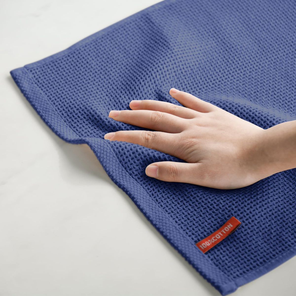 100% Cotton Navy Blue Waffle Weave Kitchen Dish Cloths (4 Count)