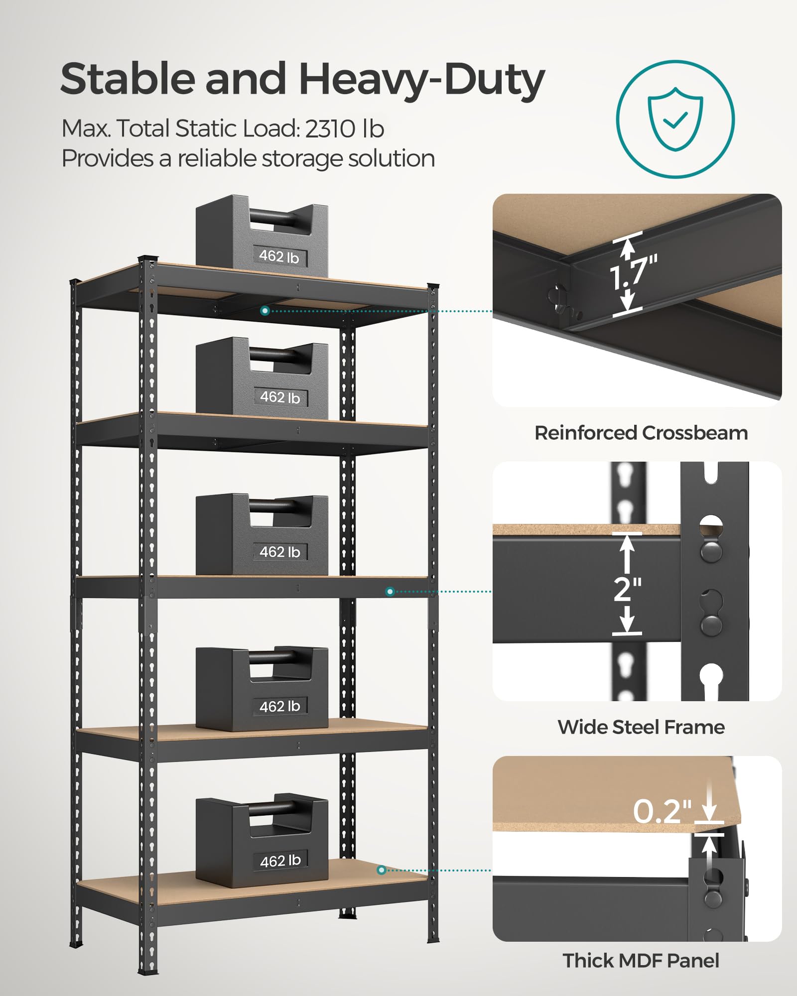 Set of 2 5 Tier Boltless Assembly Storage Shelves (2 Count)