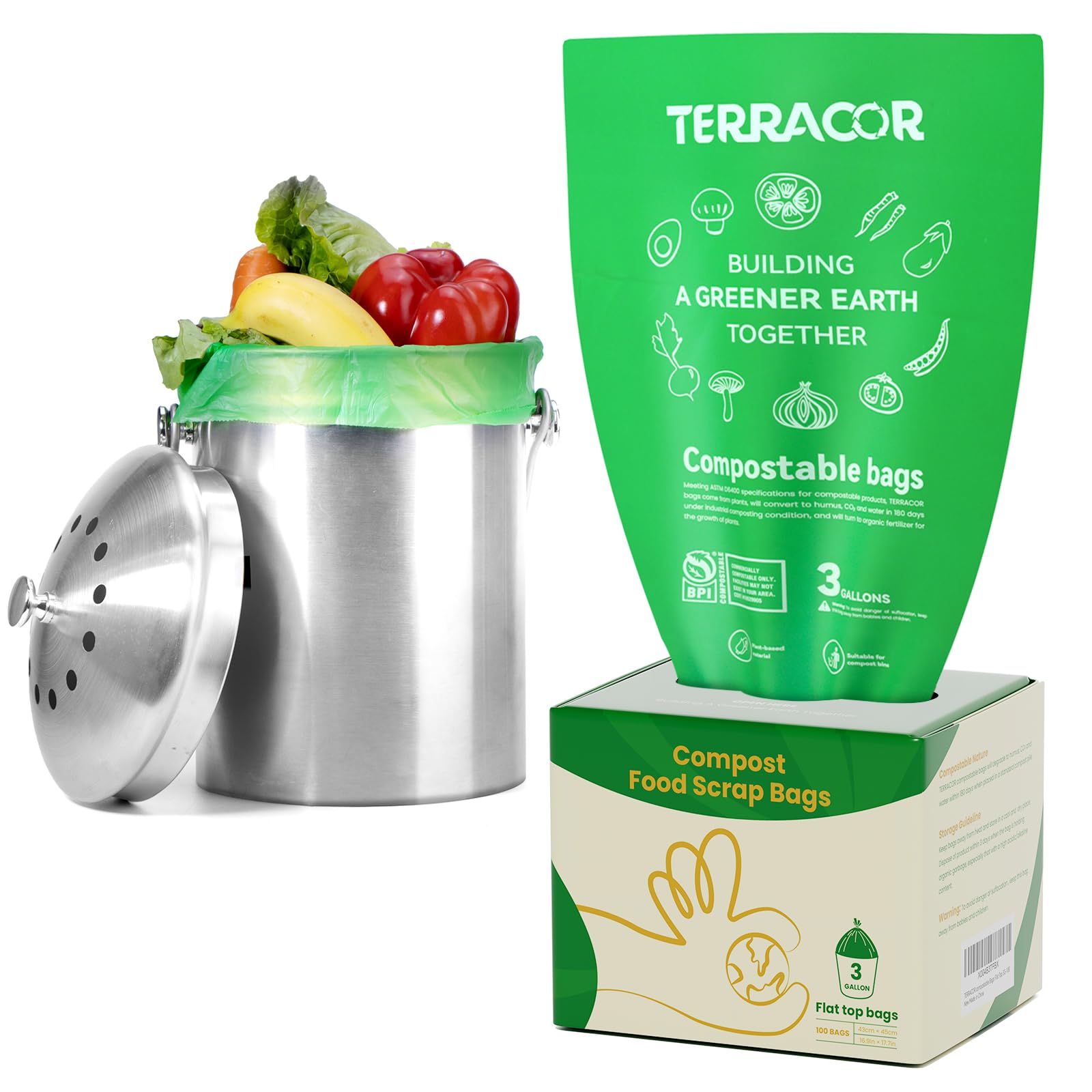 3 Gallon Compostable Food Scrap Bags (100 Count)
