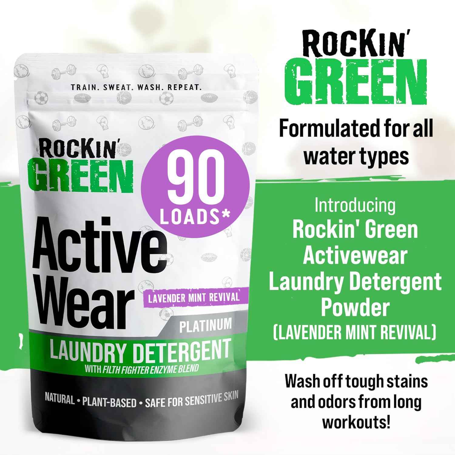 Active Wear Laundry Detergent Powder Lavander Mint 90 Loads (45 Ounce)