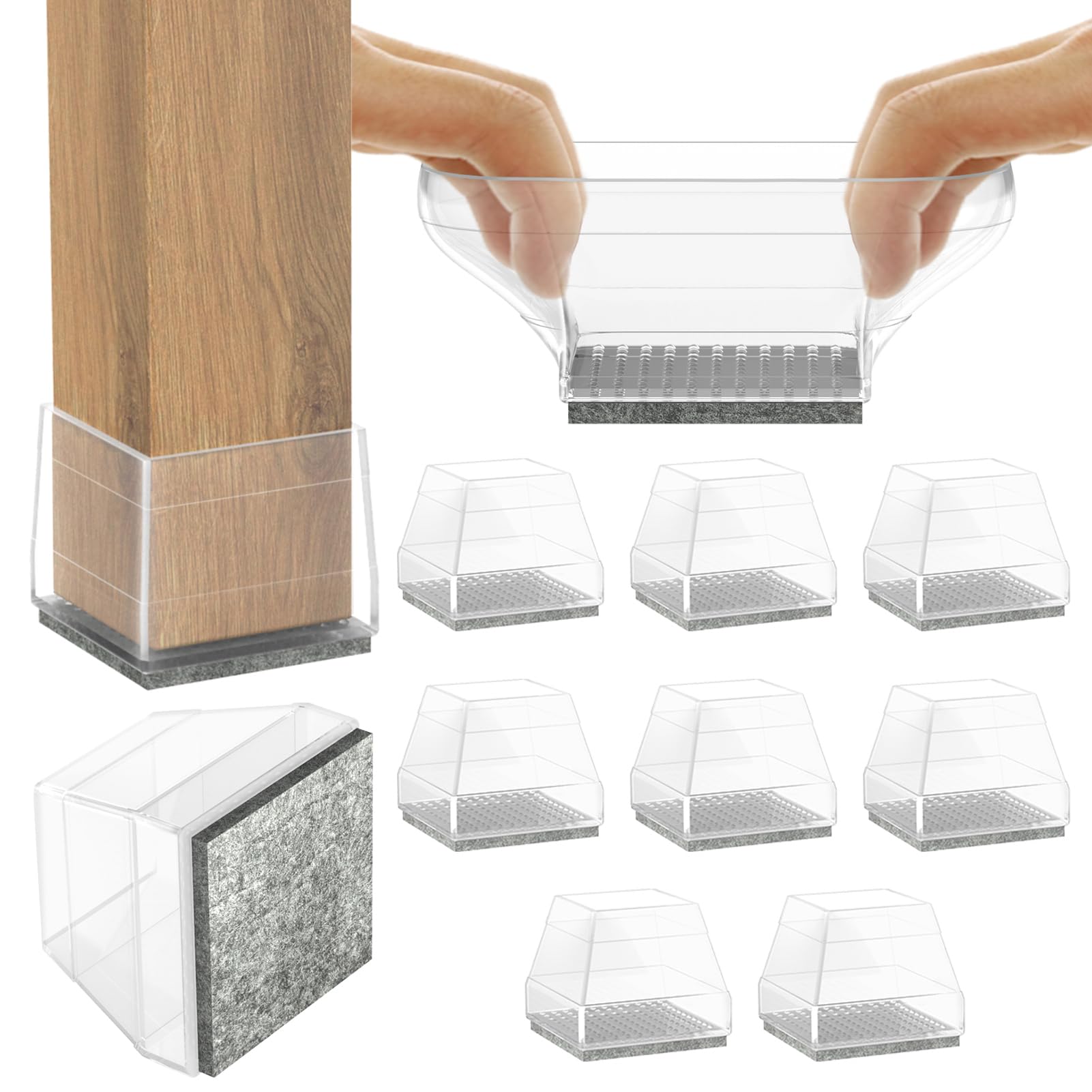 Square Chair Leg Protectors for Hardwood Floors (8 Count)