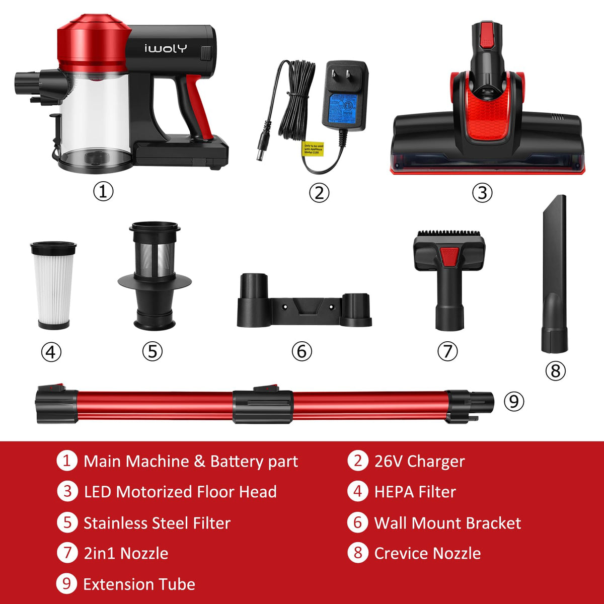 C150 Cordless Vacuum Cleaner with 2200mAh Rechargeable Battery