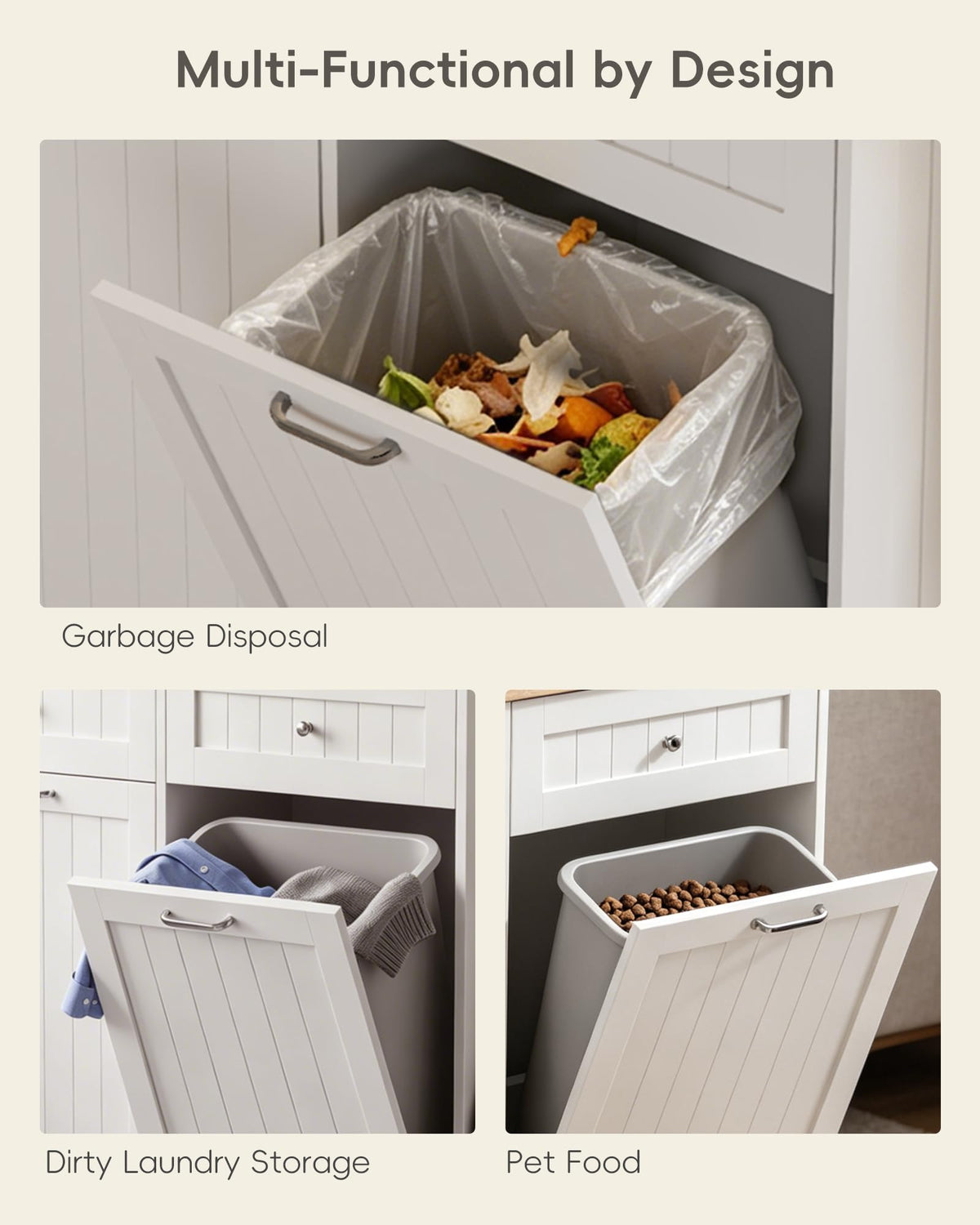 2 x 10 Gallon Tilt Out Trash Cabinet with 2 Big Storage Drawer