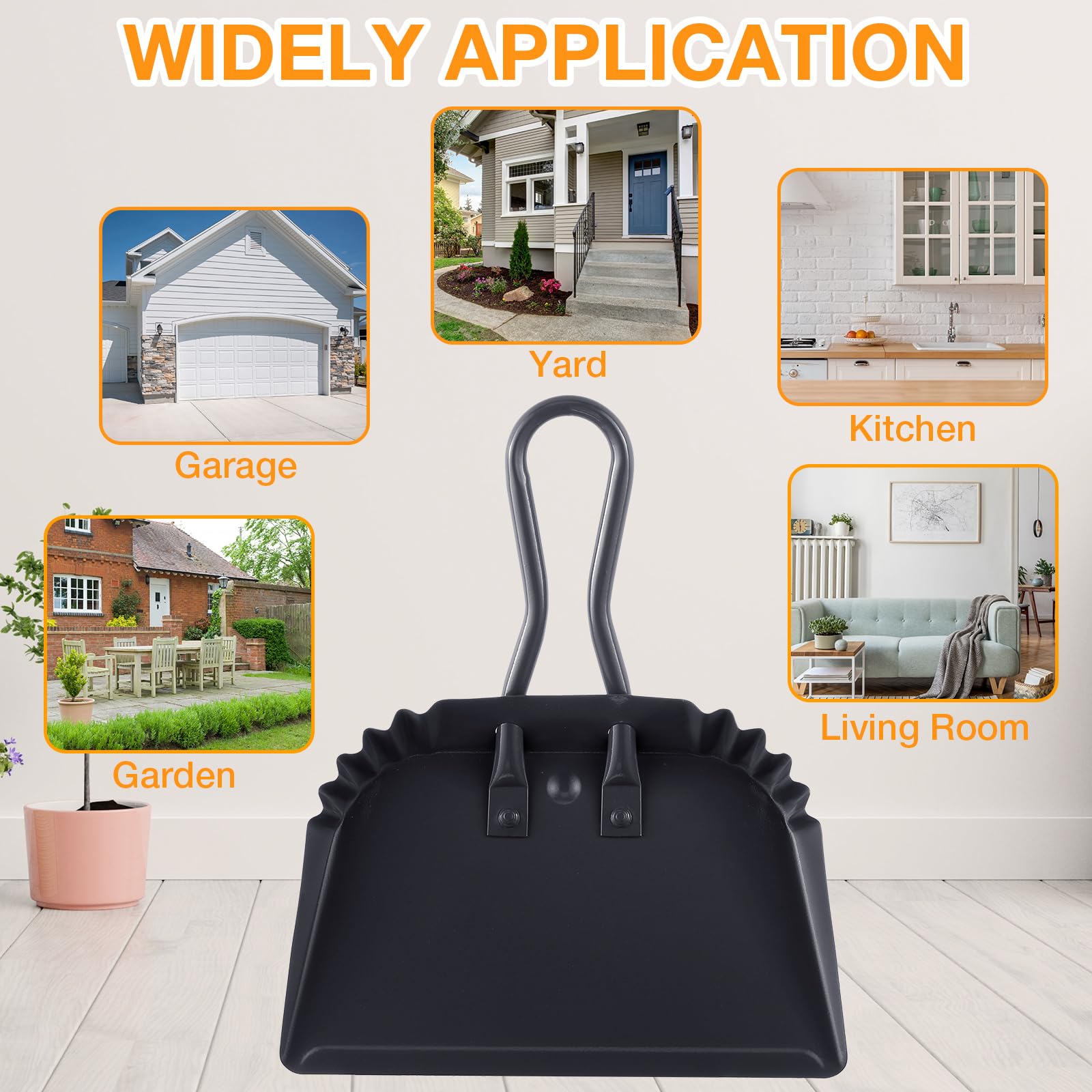 4 Pack 12 inch Heavy Duty Metal Dustpan Large Wide Dust Pans for Household Handheld Wide Scooper and Debris Cleaning Tool Ideal for Home and Commercial Use (4 Count)