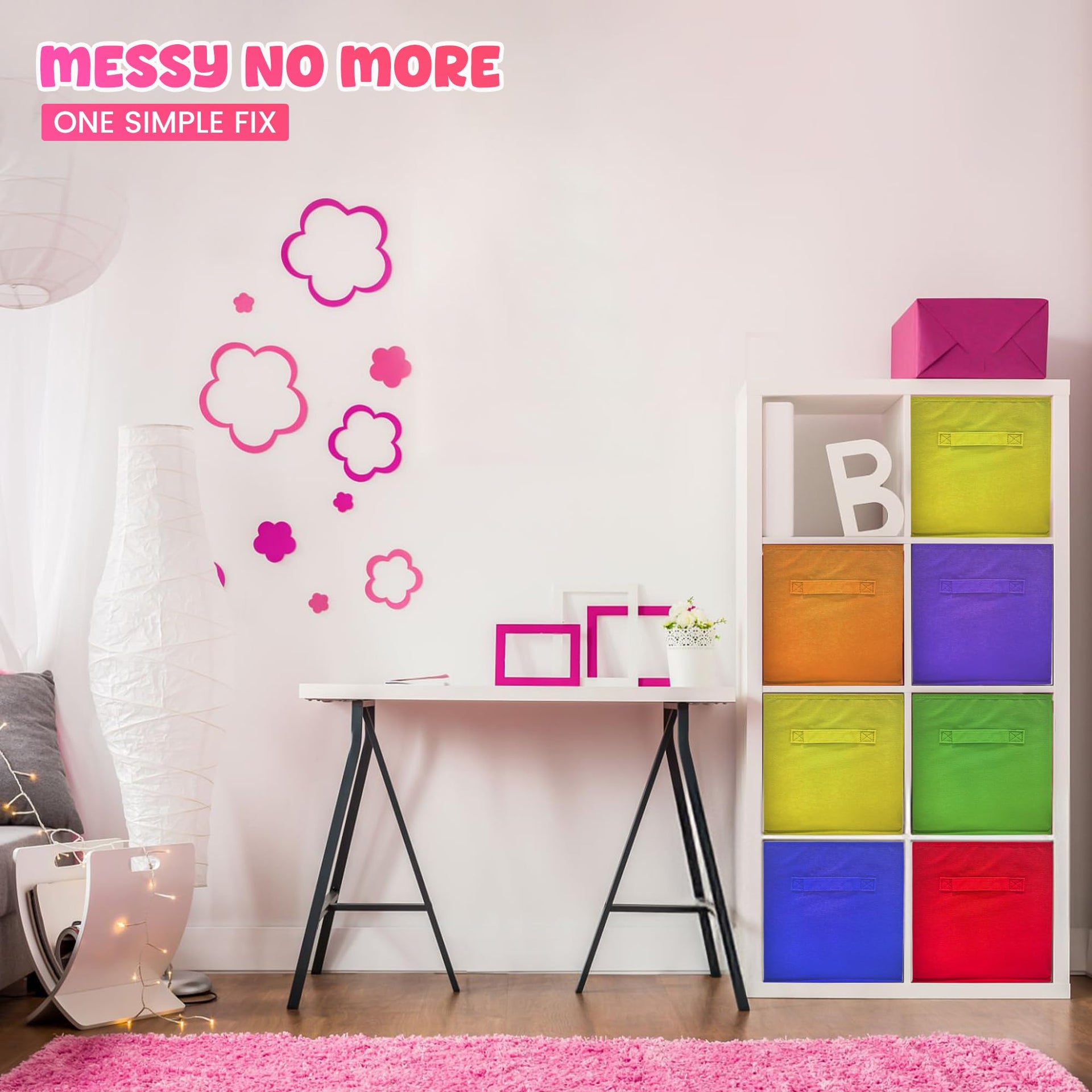6 Packs 11 Inch Rainbow Color Storage Cube Bins (6 Count)