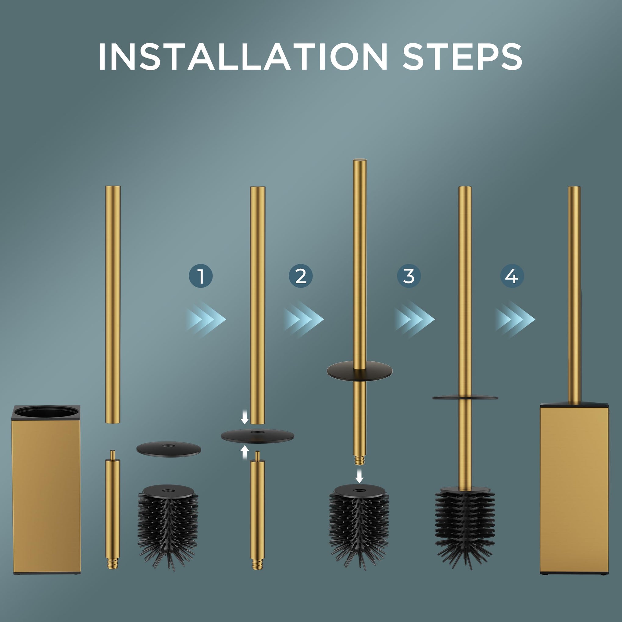 Stainless Steel Toilet Bowl Brush Scrubber and Holder Set Medium
