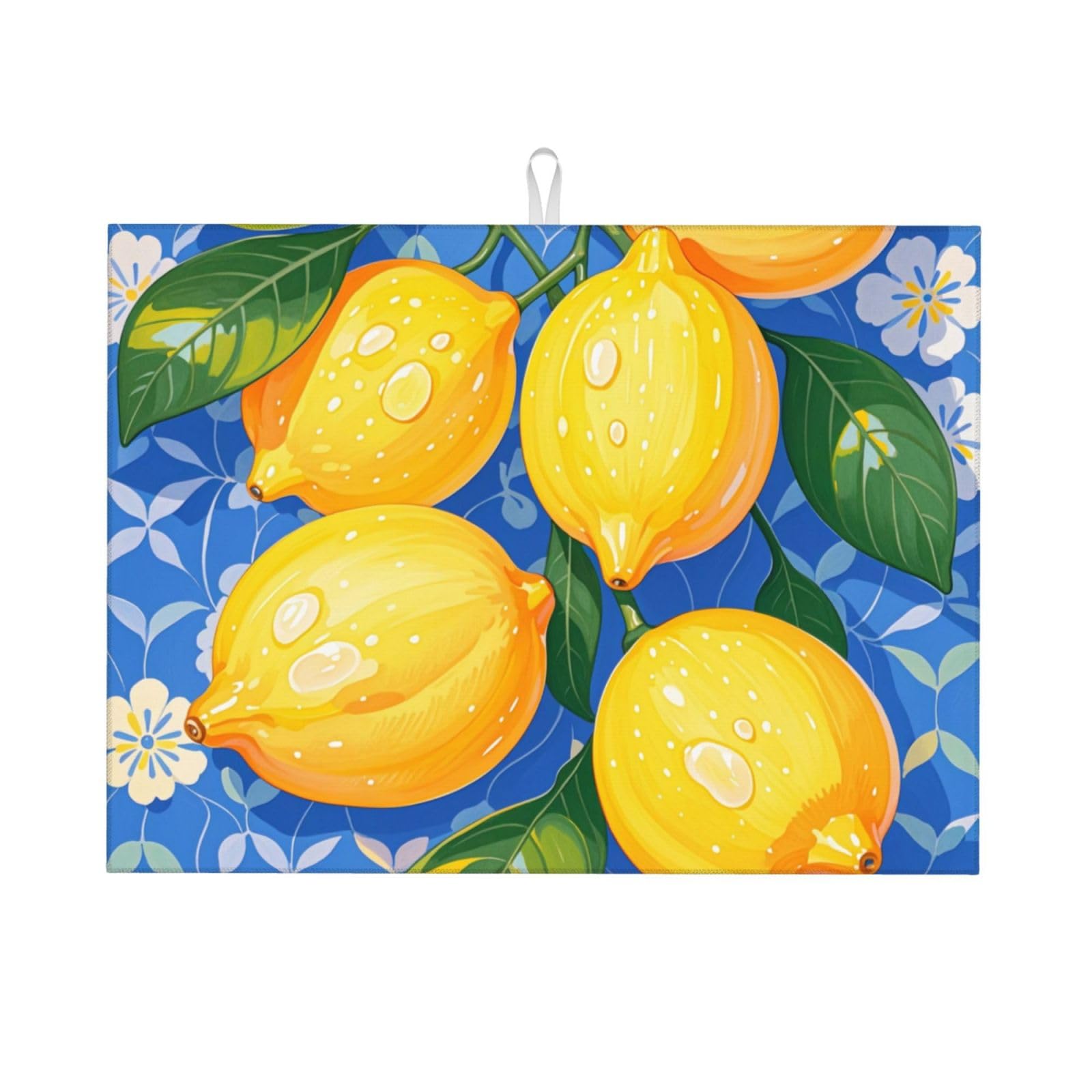 lemon Dish Drying Mat Highly Absorbent Double