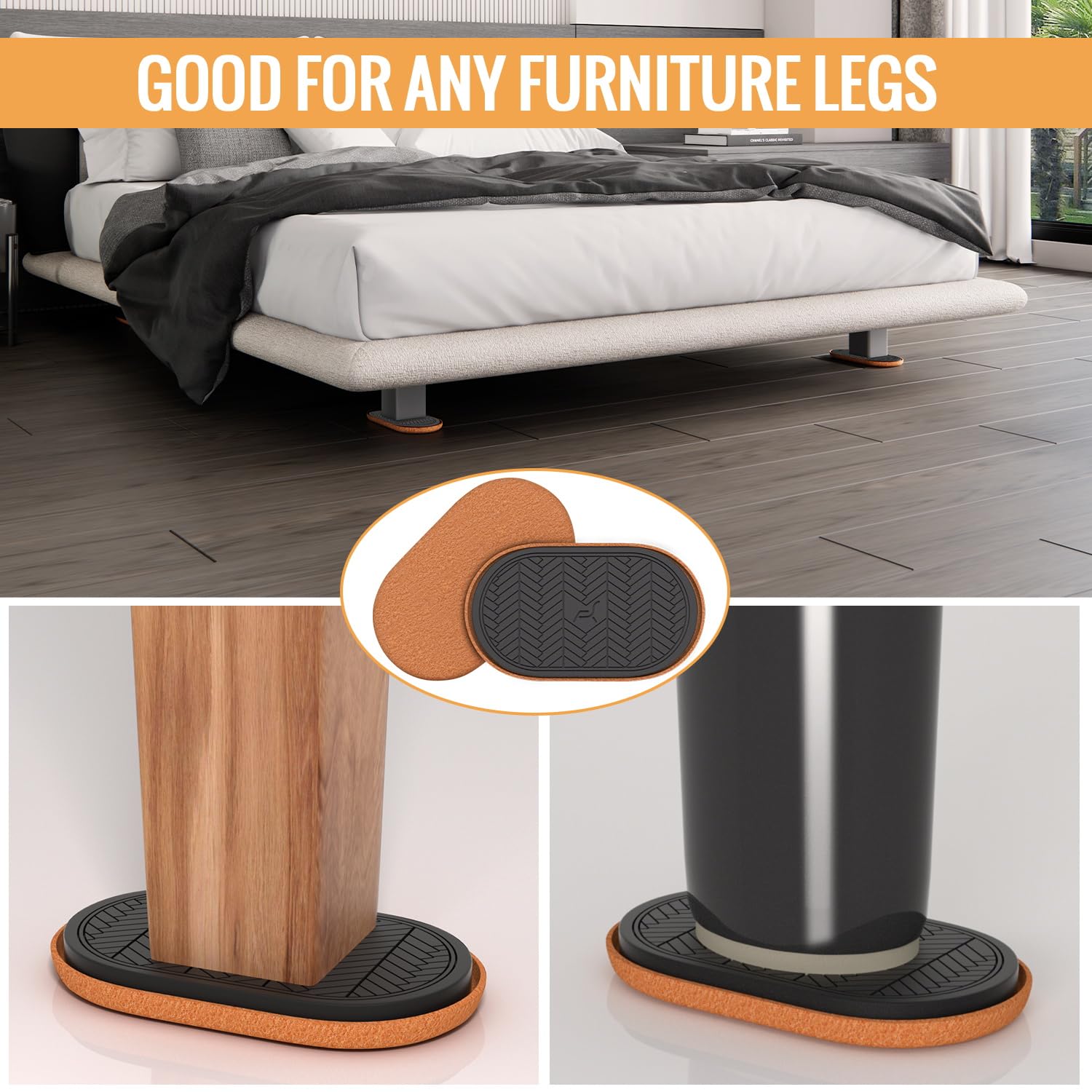 Felt Furniture Sliders for Hardwood Floors (4 Count)