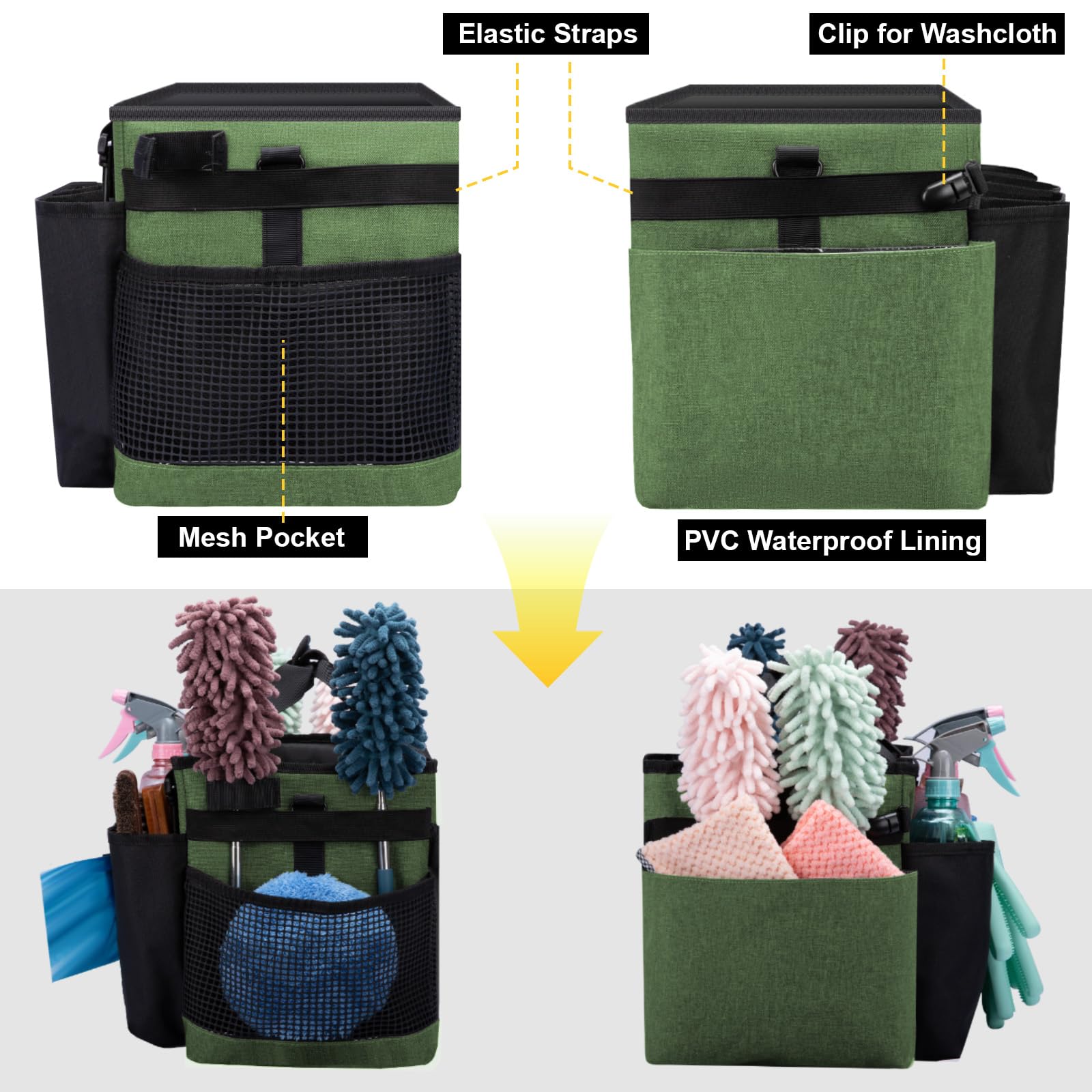 Wearable Large Cleaning Caddy Bag for Housekeepers