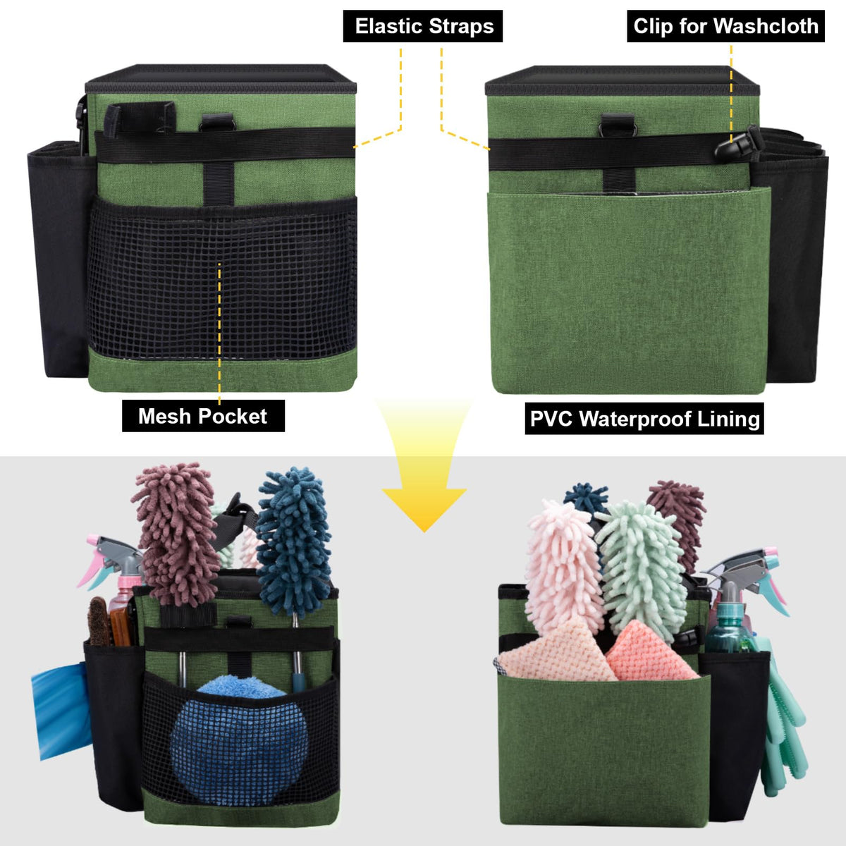 Wearable Large Cleaning Caddy Bag for Housekeepers