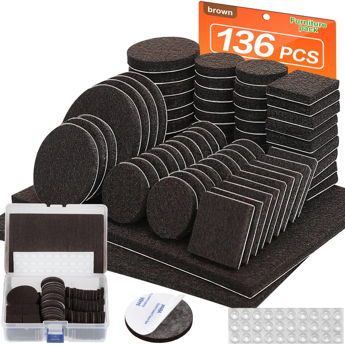Felt Furniture Pads 136 Pieces (136 Count)