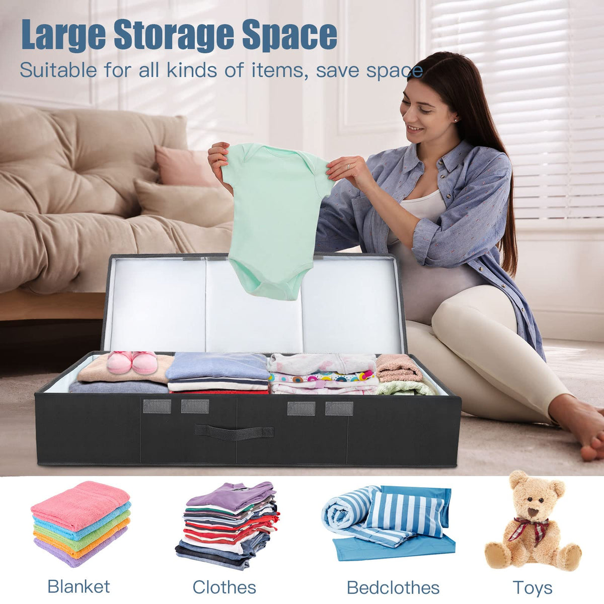 2Pack Large Underbed Storage Containers Bin with Lids
