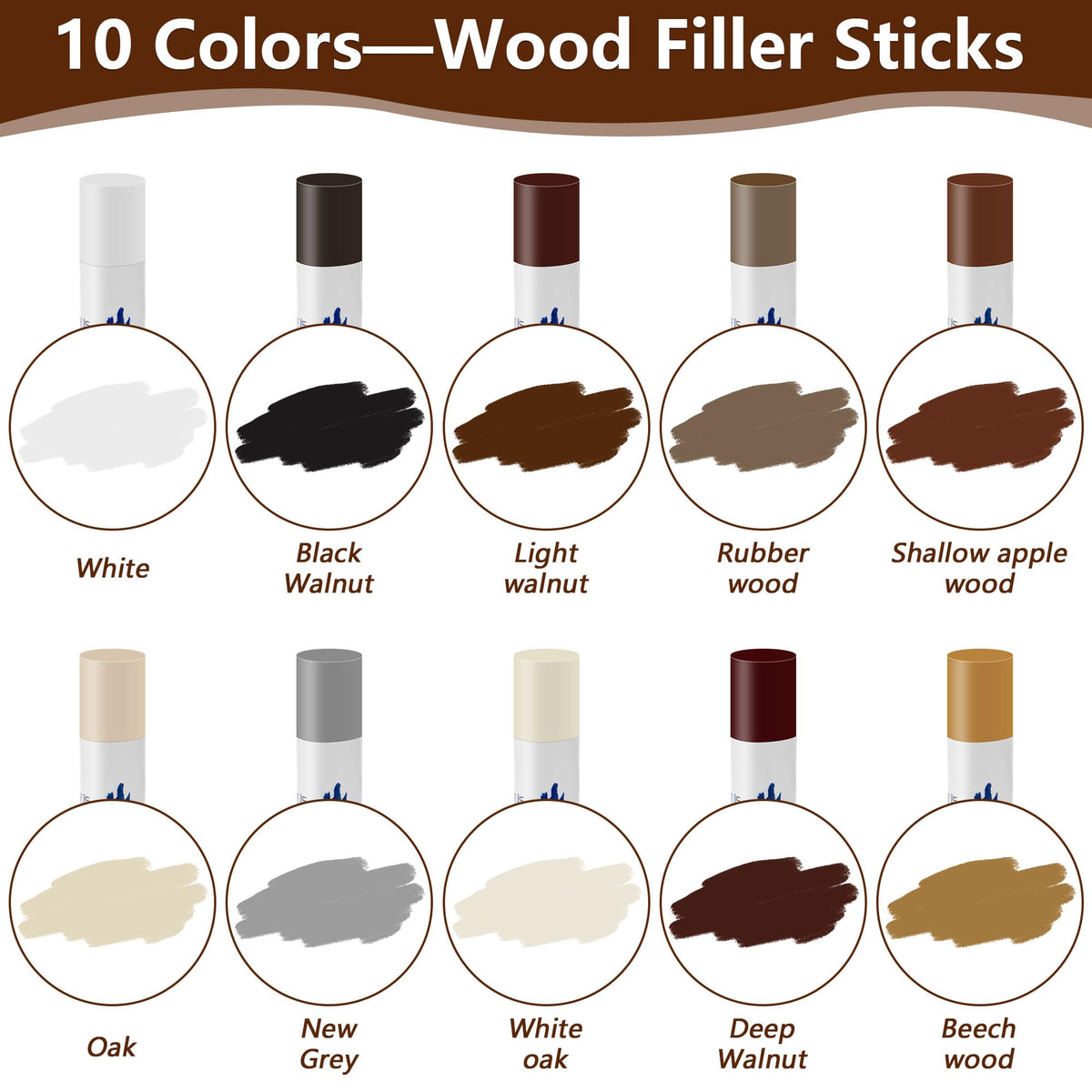 Wood Filler Sticks with 1P Box (10 Count)