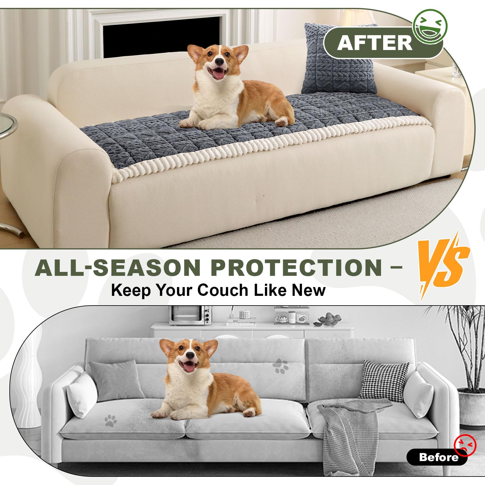 All Seasons Sofa Covers for 3 Cushion Couch Washable (3 Ounce)