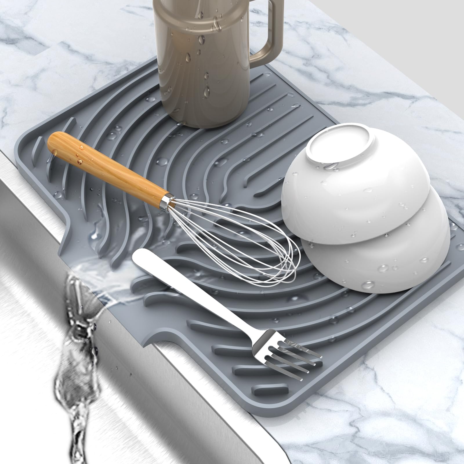 Dish drying mats for kitchen counter
