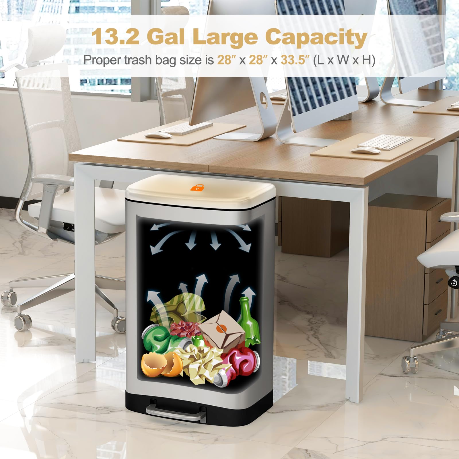 13.2 Gal Kitchen Trash Can