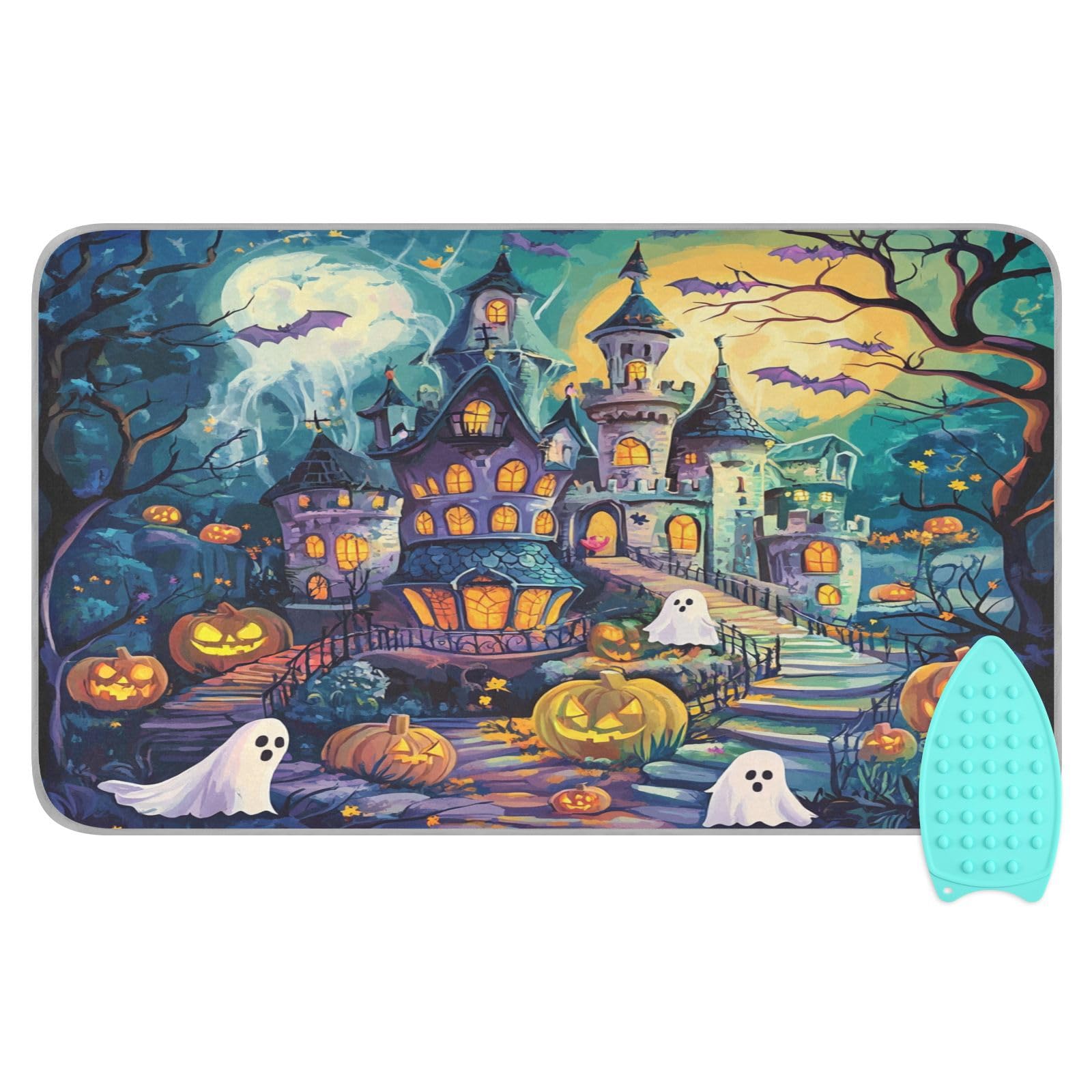 Cute Cartoon Halloween Bat Castle Ghost Pumpkin Ironing Mat Thickened Ironing Blanket Travel Portable Double