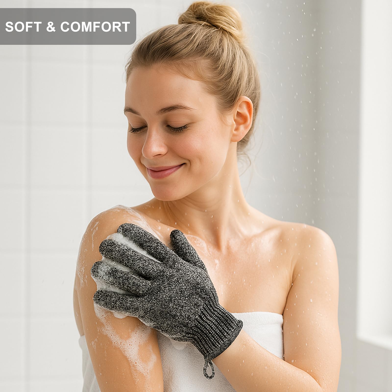 Bamboo Charcoal Exfoliating Gloves for Shower