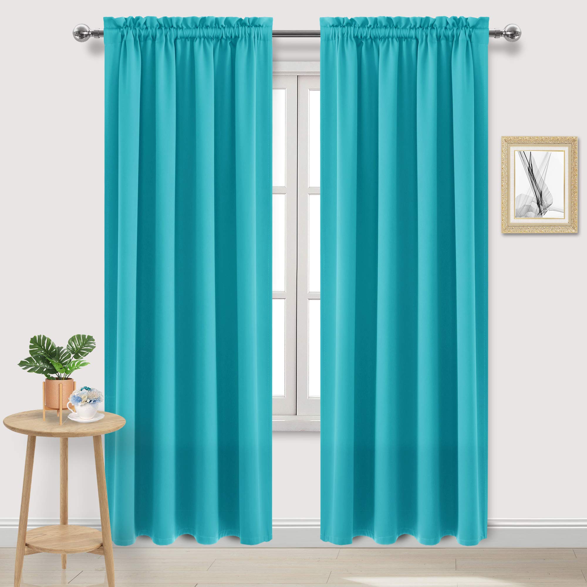 Blackout Curtains for Bedroom Living Room 52 x 84 Inch Long Turquoise (2 Count)
