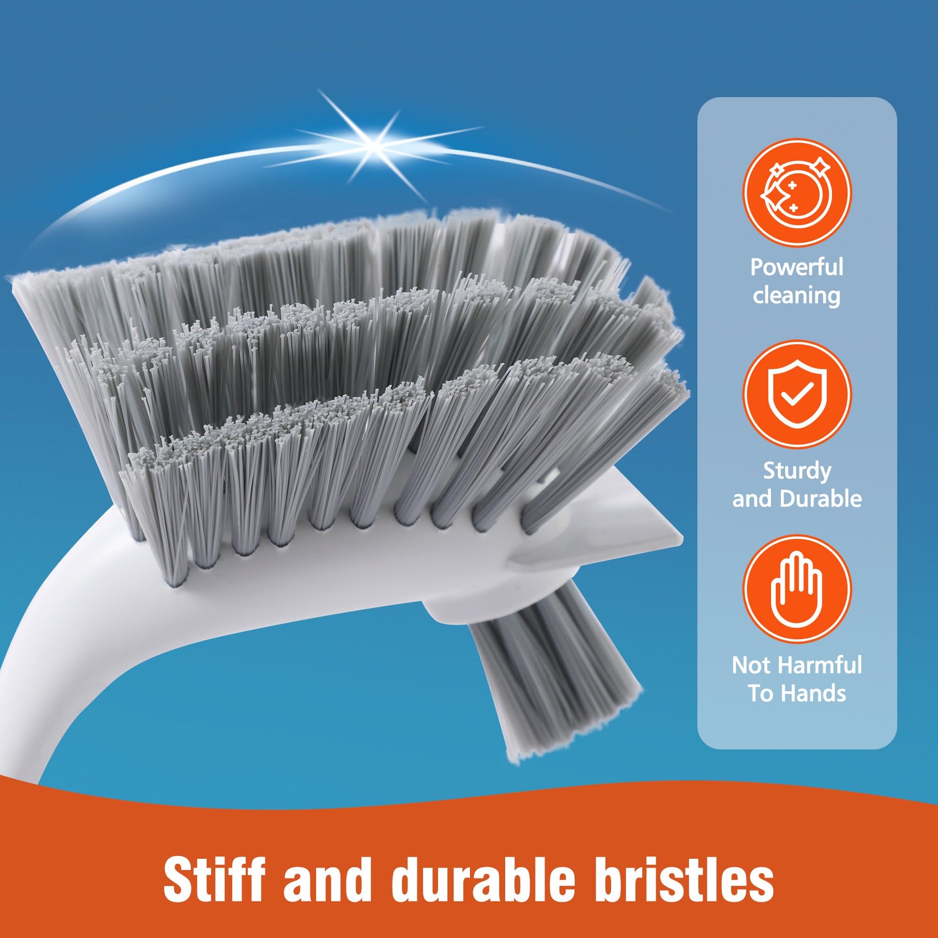 4 Pack Heavy Duty Dish Scrub Brushes with Long Handle (4 Count)