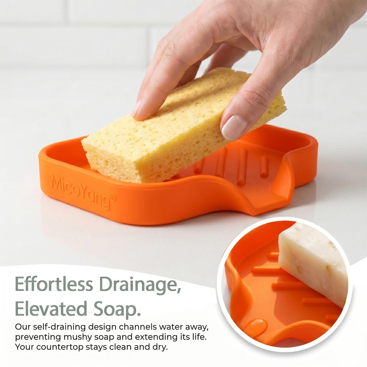 Silicone Soap Dish with Drain Spout